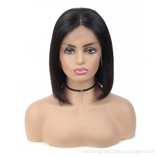 Black Straight 13x6 Lace Front BOB Wig Mink Virgin Human Hair BOB Wigs HD Human Lace Wig